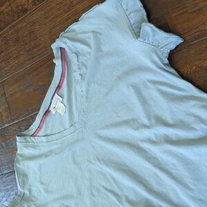 FOR THE REPUBLIC I Light Blue Ruffle Flutter Short Sleeve V-Neck T-Shirt Top, S